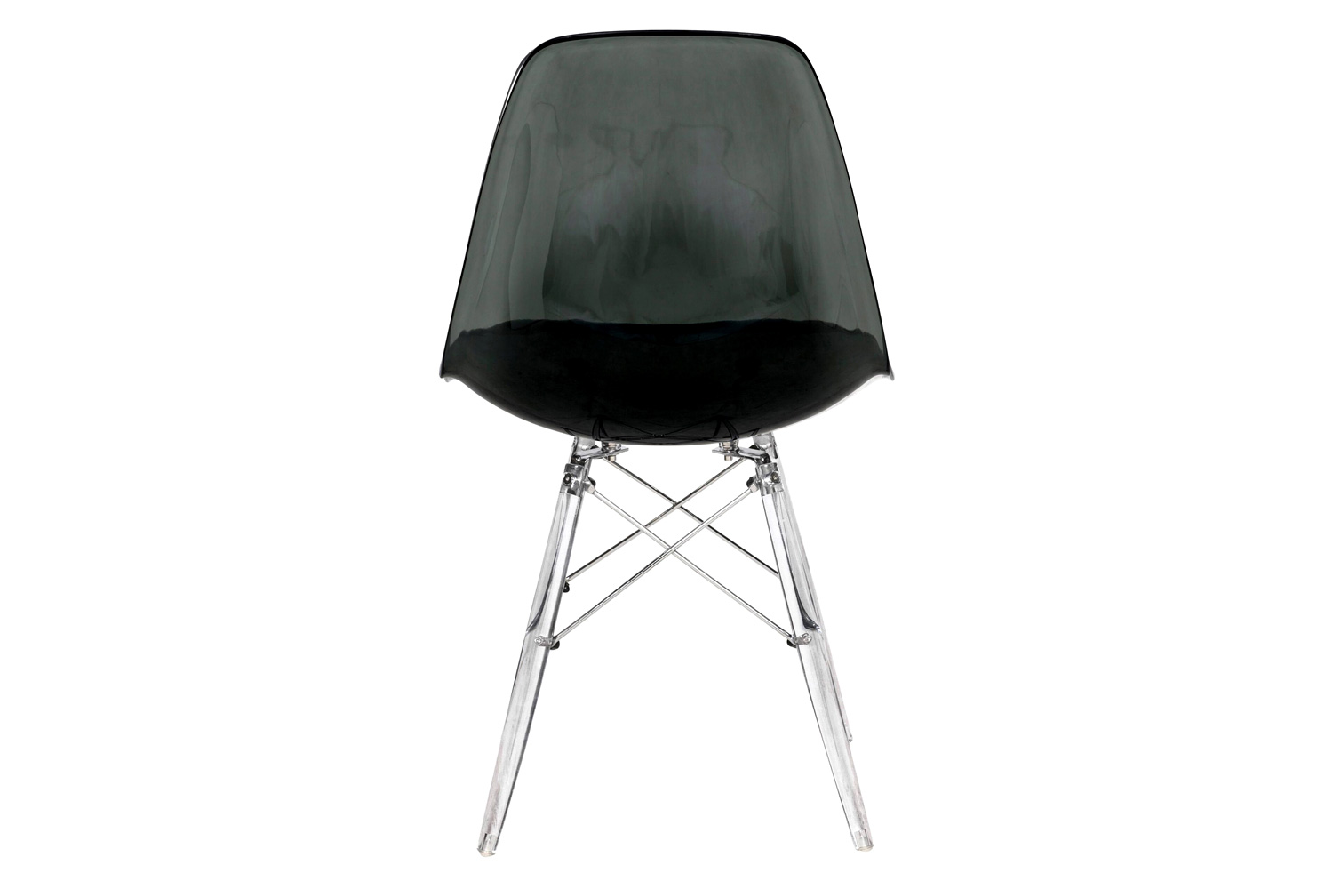 LeisureMod Dover Molded Side Chair with Acrylic Plastic Base - Transparent/Black