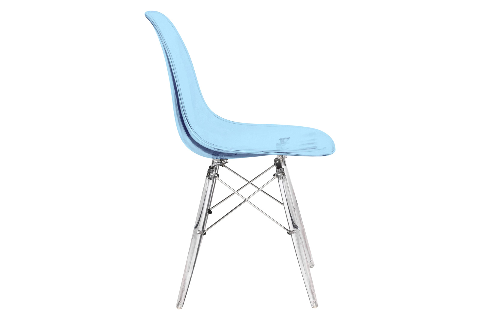 LeisureMod Dover Molded Side Chair With Acrylic Base (Set Of 2) - Transparent Blue
