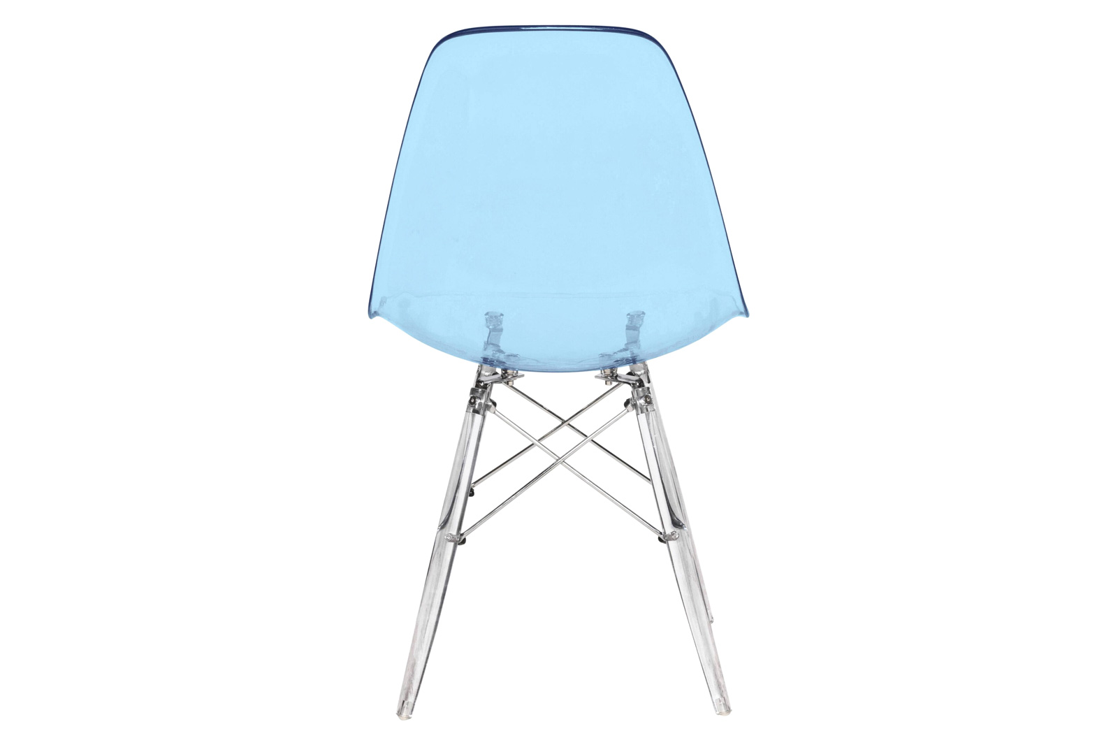 LeisureMod Dover Molded Side Chair With Acrylic Base (Set Of 2) - Transparent Blue