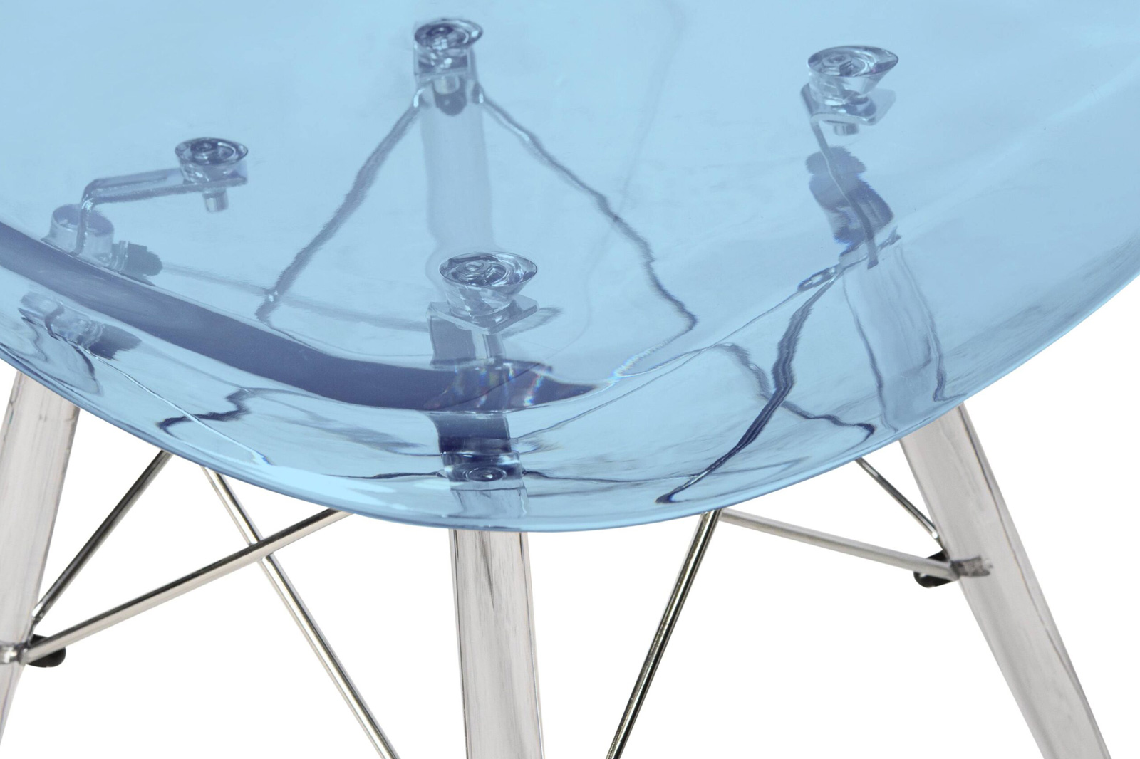 LeisureMod Dover Molded Side Chair With Acrylic Base (Set Of 2) - Transparent Blue