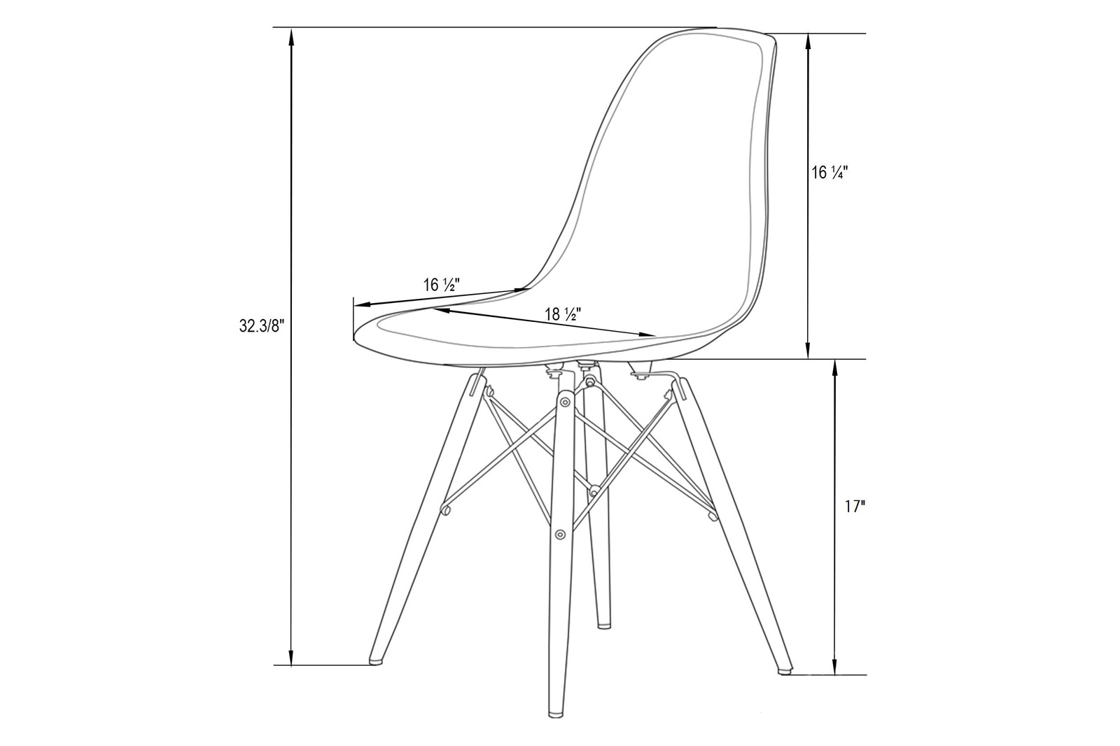 LeisureMod Dover Molded Side Chair With Acrylic Base (Set Of 2) - Transparent Blue