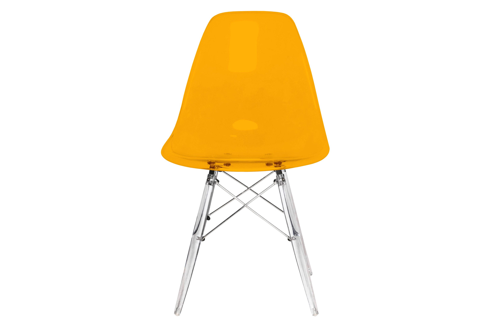 LeisureMod Dover Molded Side Chair With Acrylic Base - Transparent Orange