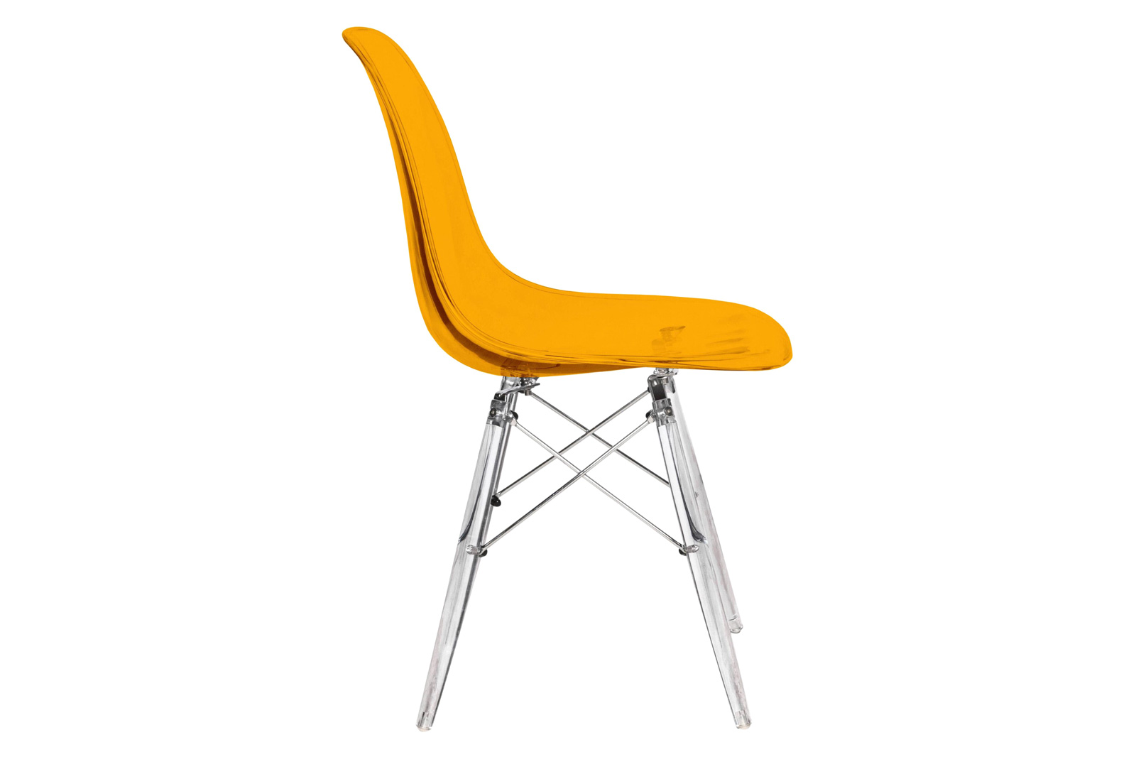 LeisureMod Dover Molded Side Chair With Acrylic Base - Transparent Orange