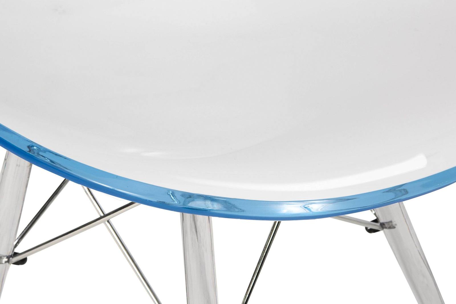 LeisureMod Dover Molded Side Chair With Acrylic Base (Set Of 2) - White Blue