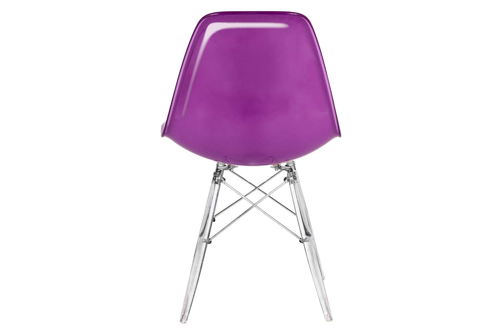 LeisureMod Dover Molded Side Chair With Acrylic Base (Set Of 4) - White Purple