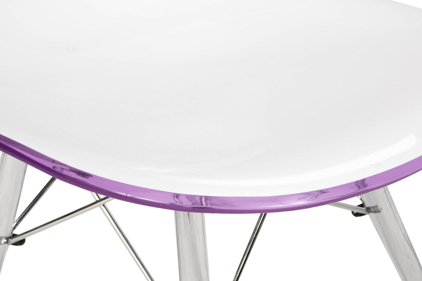 LeisureMod Dover Molded Side Chair With Acrylic Base (Set Of 4) - White Purple