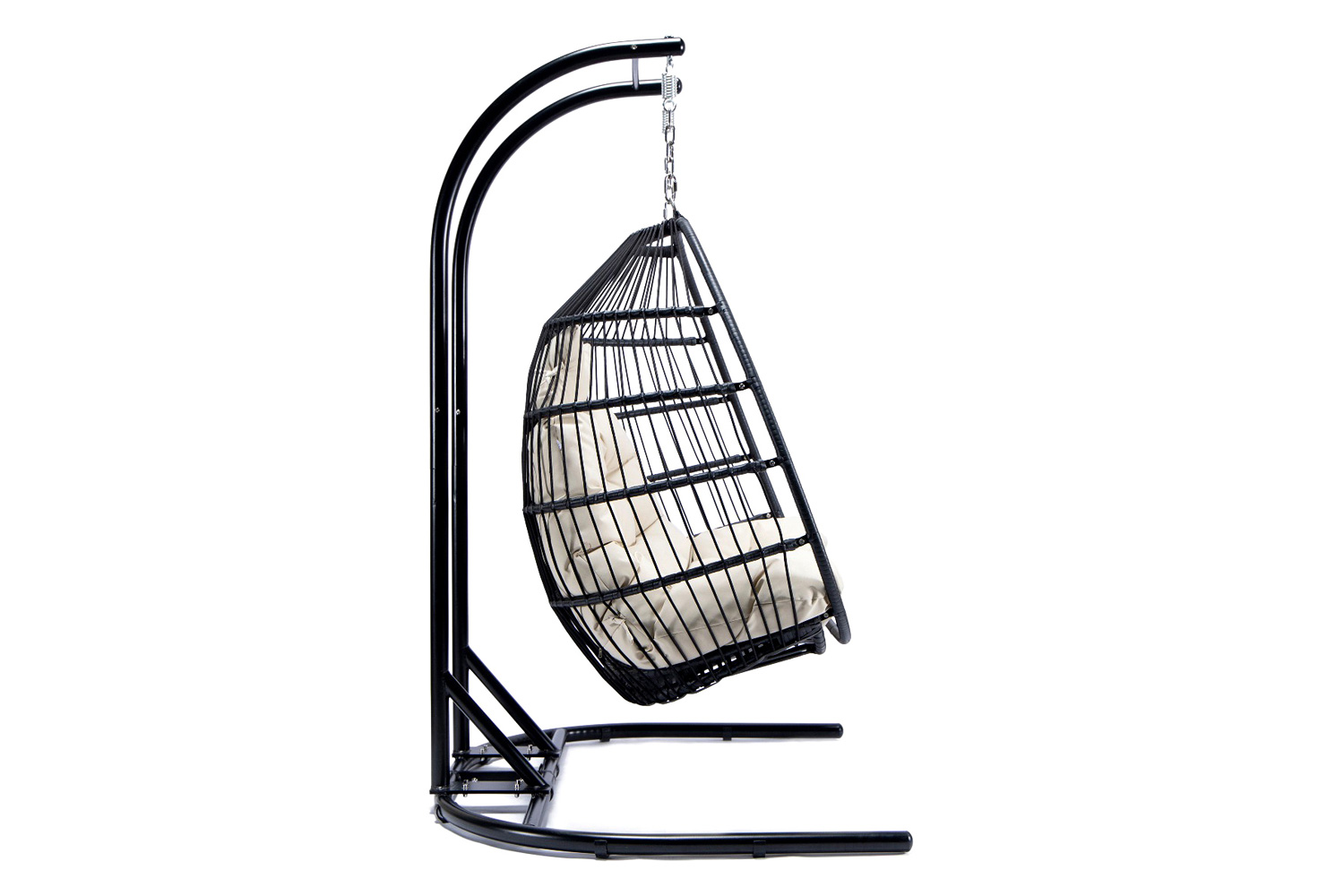 LeisureMod Wicker 2 Person Double Folding Hanging Egg Swing Chair - Beige