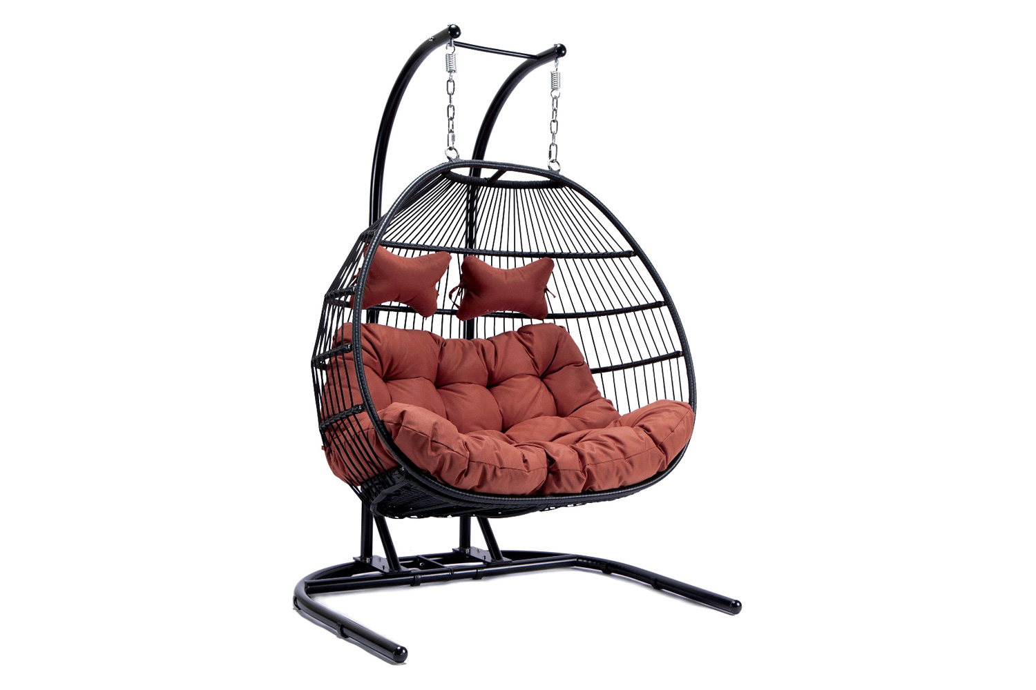 LeisureMod - Wicker 2 Person Double Folding Hanging Egg Swing Chair