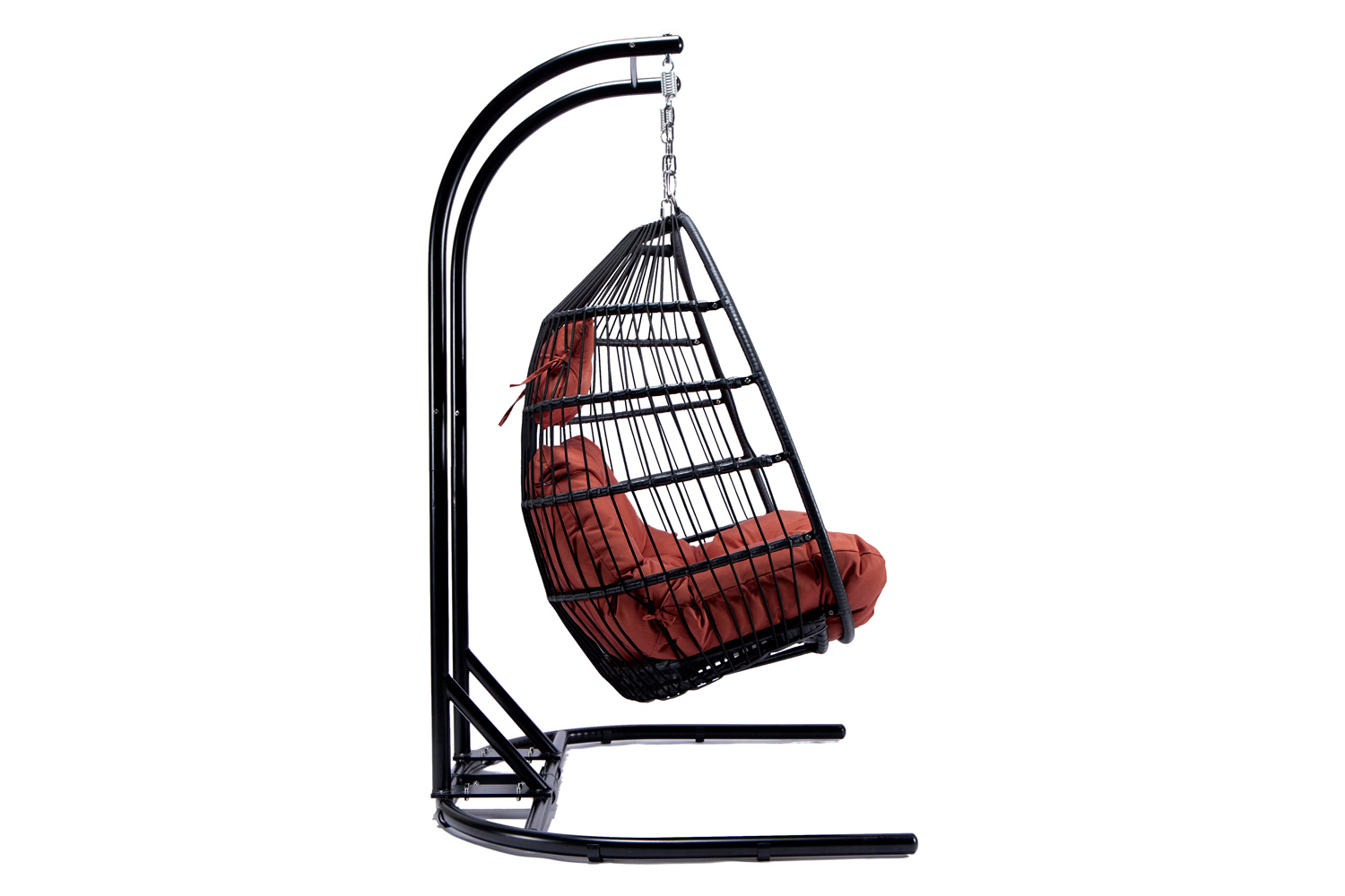 LeisureMod Wicker 2 Person Double Folding Hanging Egg Swing Chair - Cherry