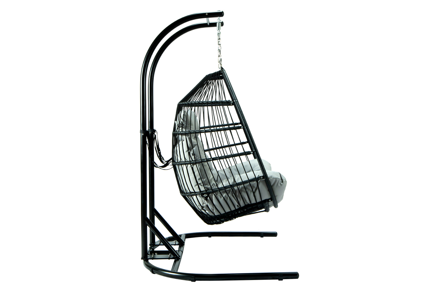 LeisureMod Wicker 2 Person Double Folding Hanging Egg Swing Chair - Light Gray