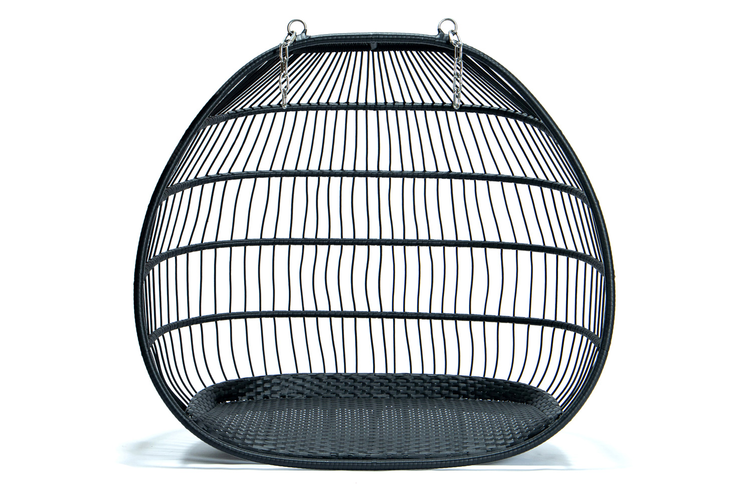 LeisureMod Wicker 2 Person Double Folding Hanging Egg Swing Chair - Navy Blue