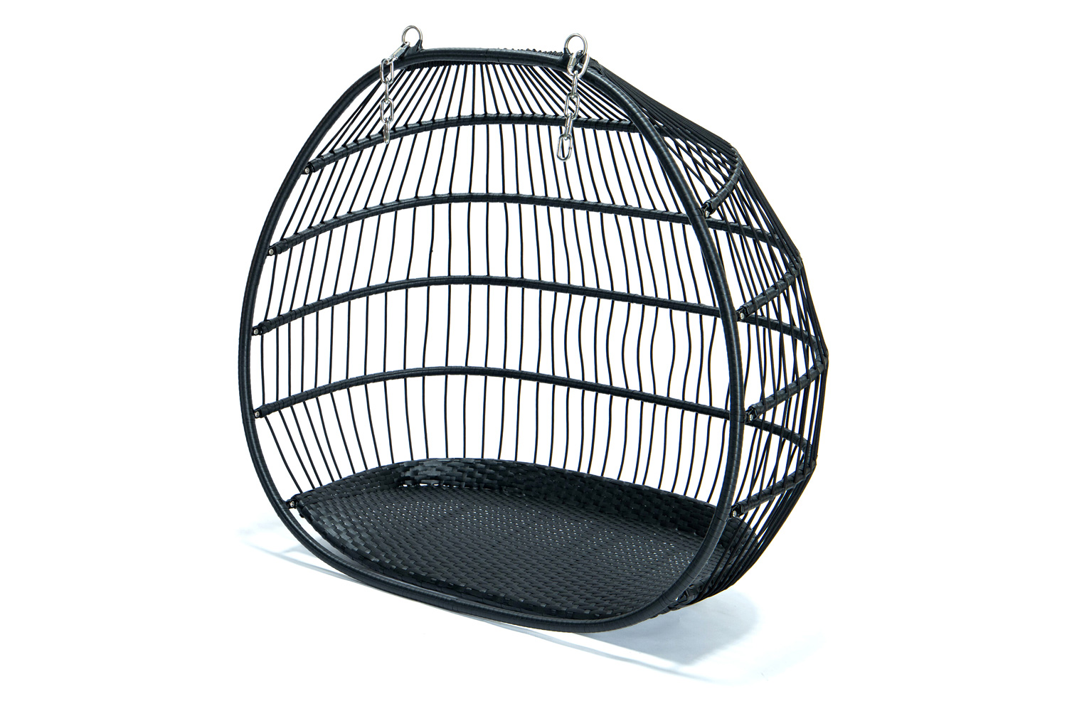 LeisureMod Wicker 2 Person Double Folding Hanging Egg Swing Chair - Navy Blue