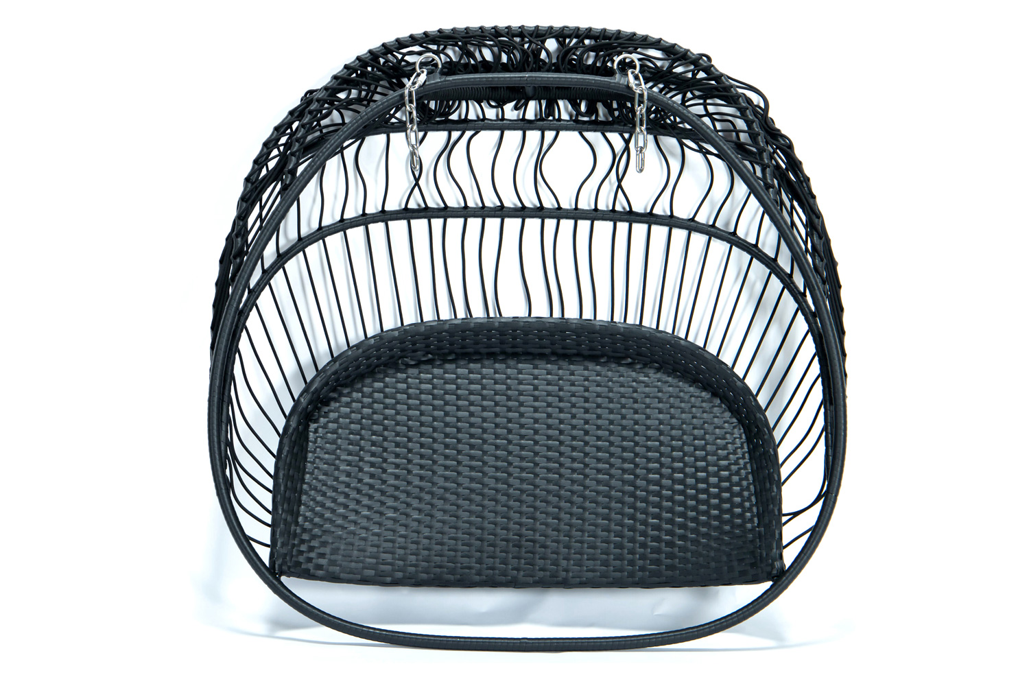 LeisureMod Wicker 2 Person Double Folding Hanging Egg Swing Chair - Navy Blue