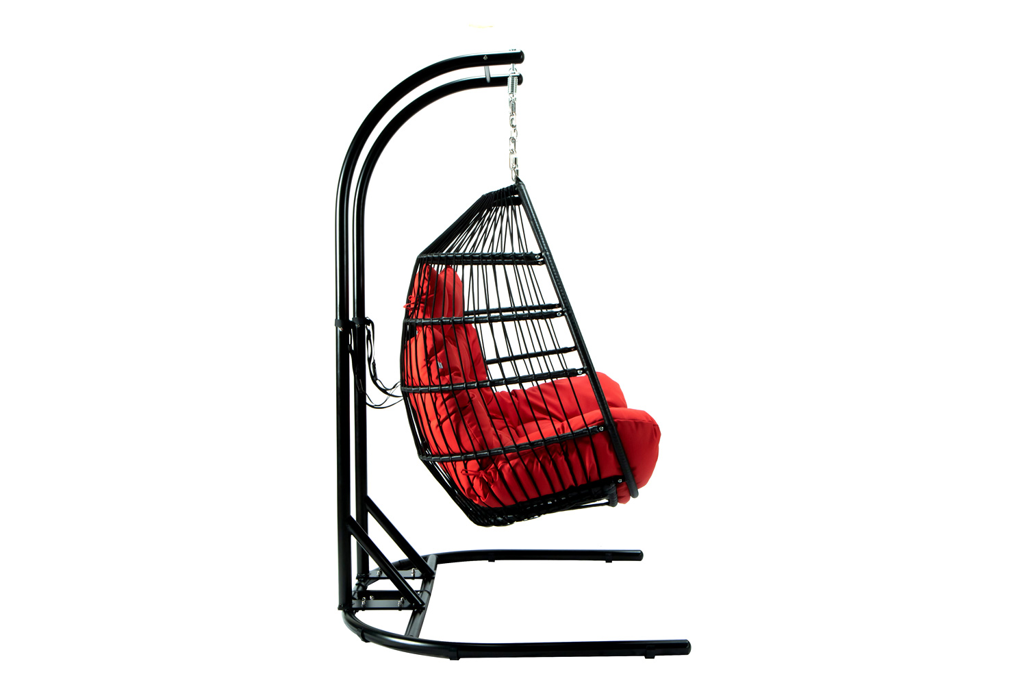 LeisureMod Wicker 2 Person Double Folding Hanging Egg Swing Chair - Red