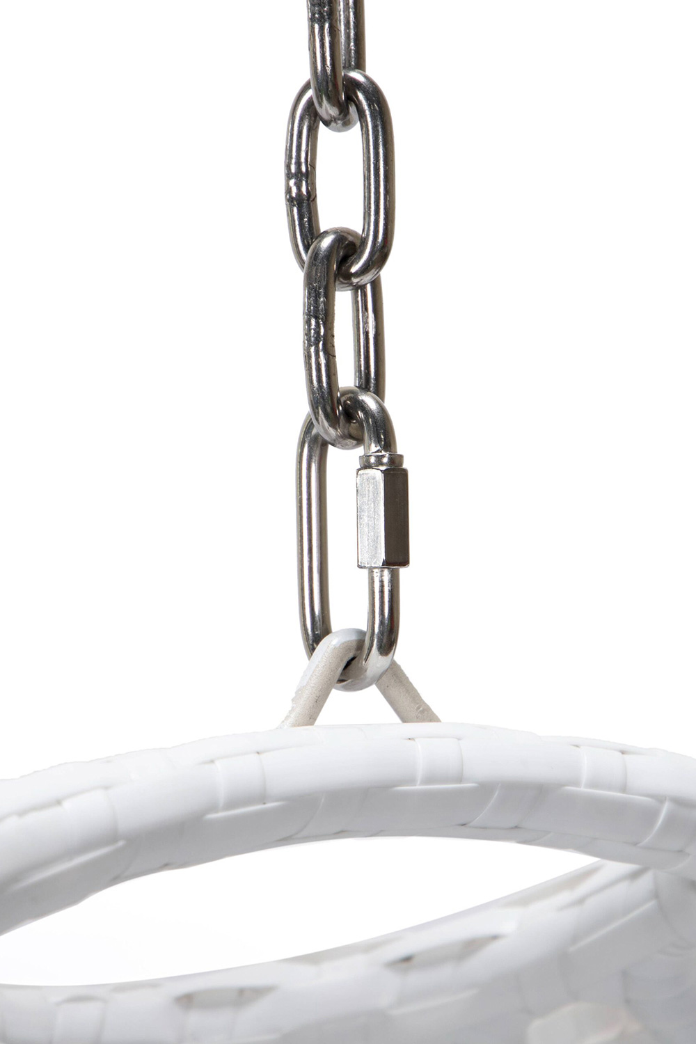 LeisureMod White Wicker Hanging Single Egg Swing Chair with Cushions - Beige