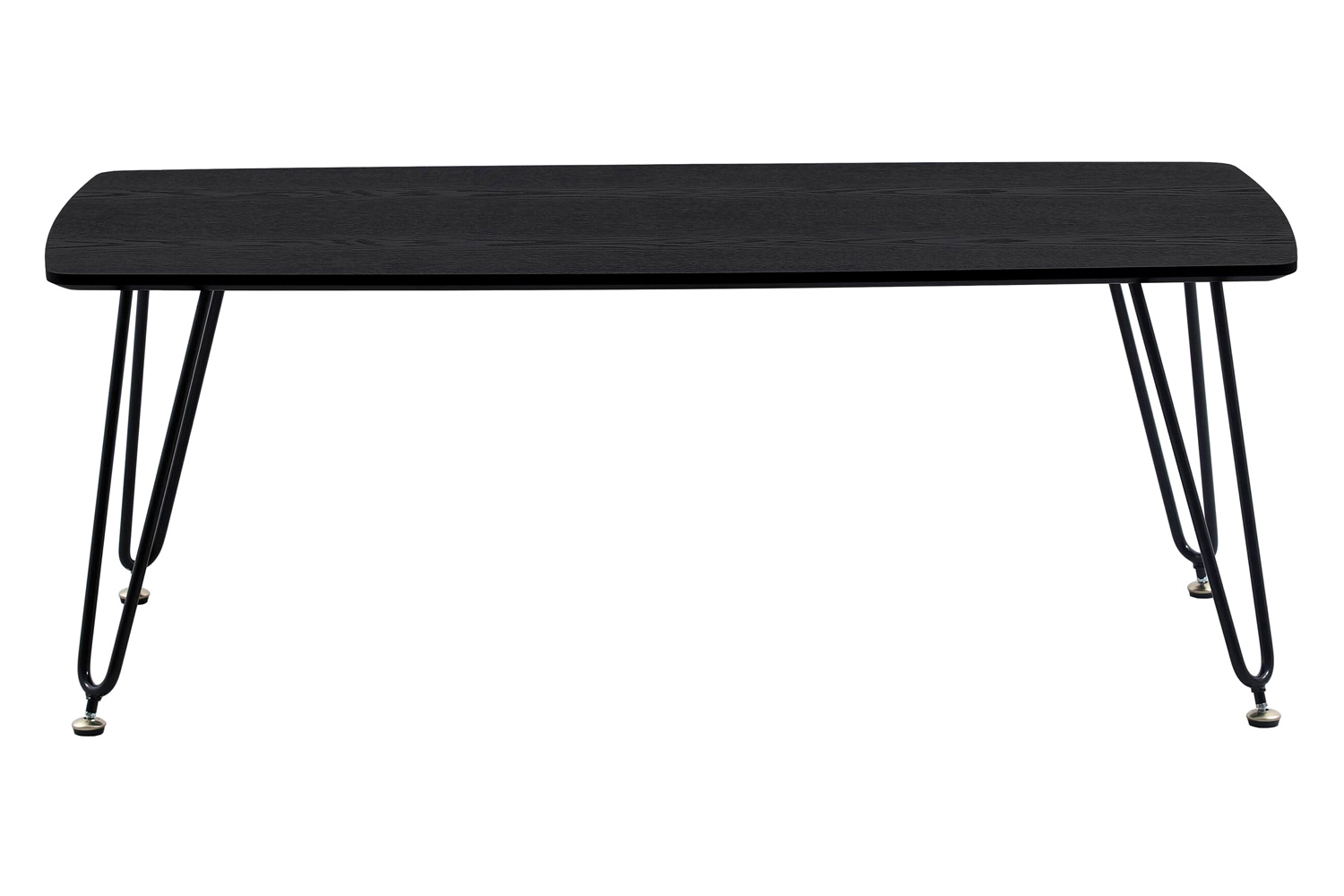 LeisureMod Elmwood Modern Wood Top Coffee Table with Iron Base - Black
