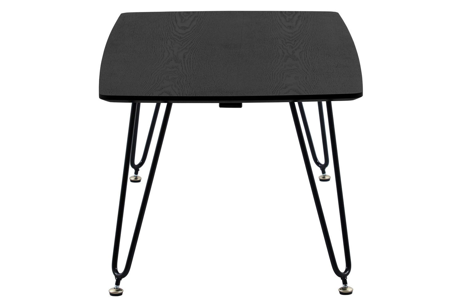 LeisureMod Elmwood Modern Wood Top Coffee Table with Iron Base - Black