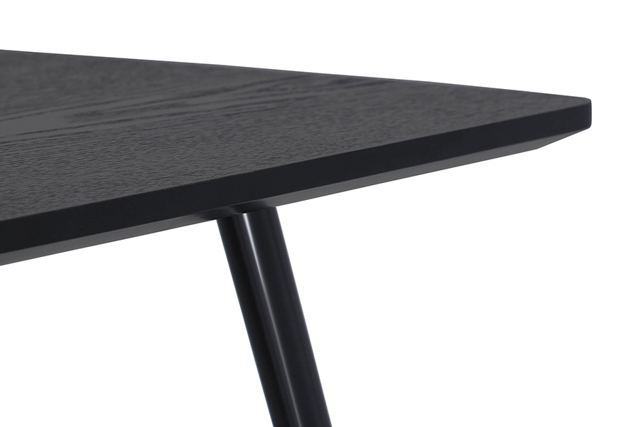 LeisureMod Elmwood Modern Wood Top Coffee Table with Iron Base - Black