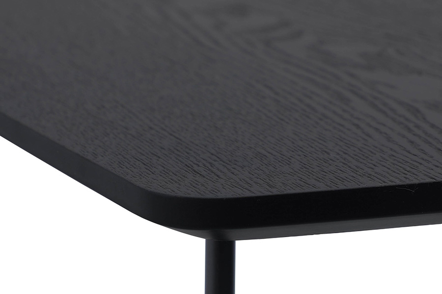 LeisureMod Elmwood Modern Wood Top Coffee Table with Iron Base - Black