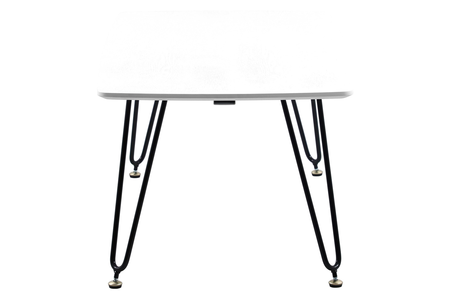 LeisureMod Elmwood Modern Wood Top Coffee Table with Iron Base - White