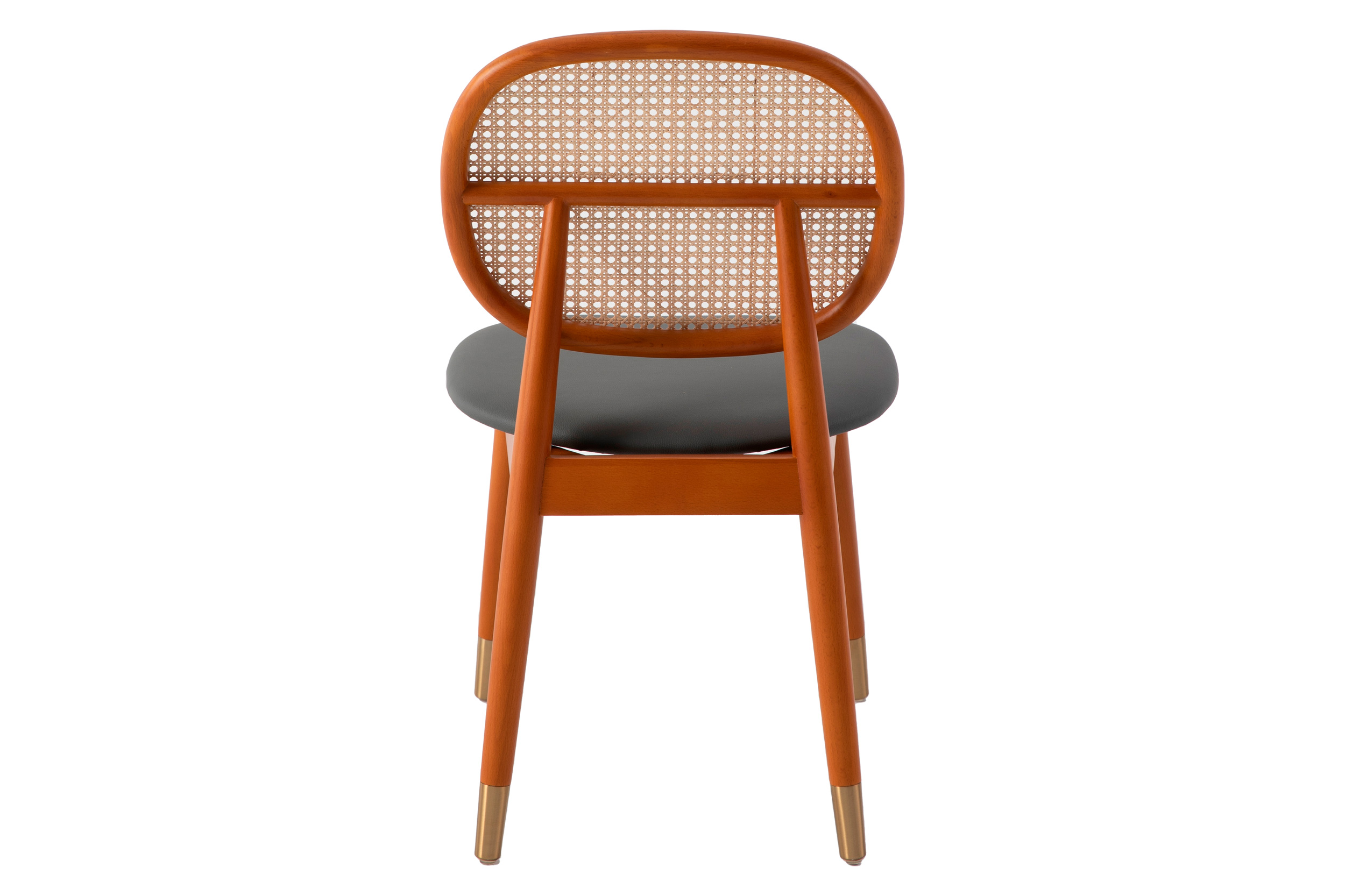 LeisureMod Holbeck Wicker Dining Chair With Leather Seat (Set Of 4) - Gray