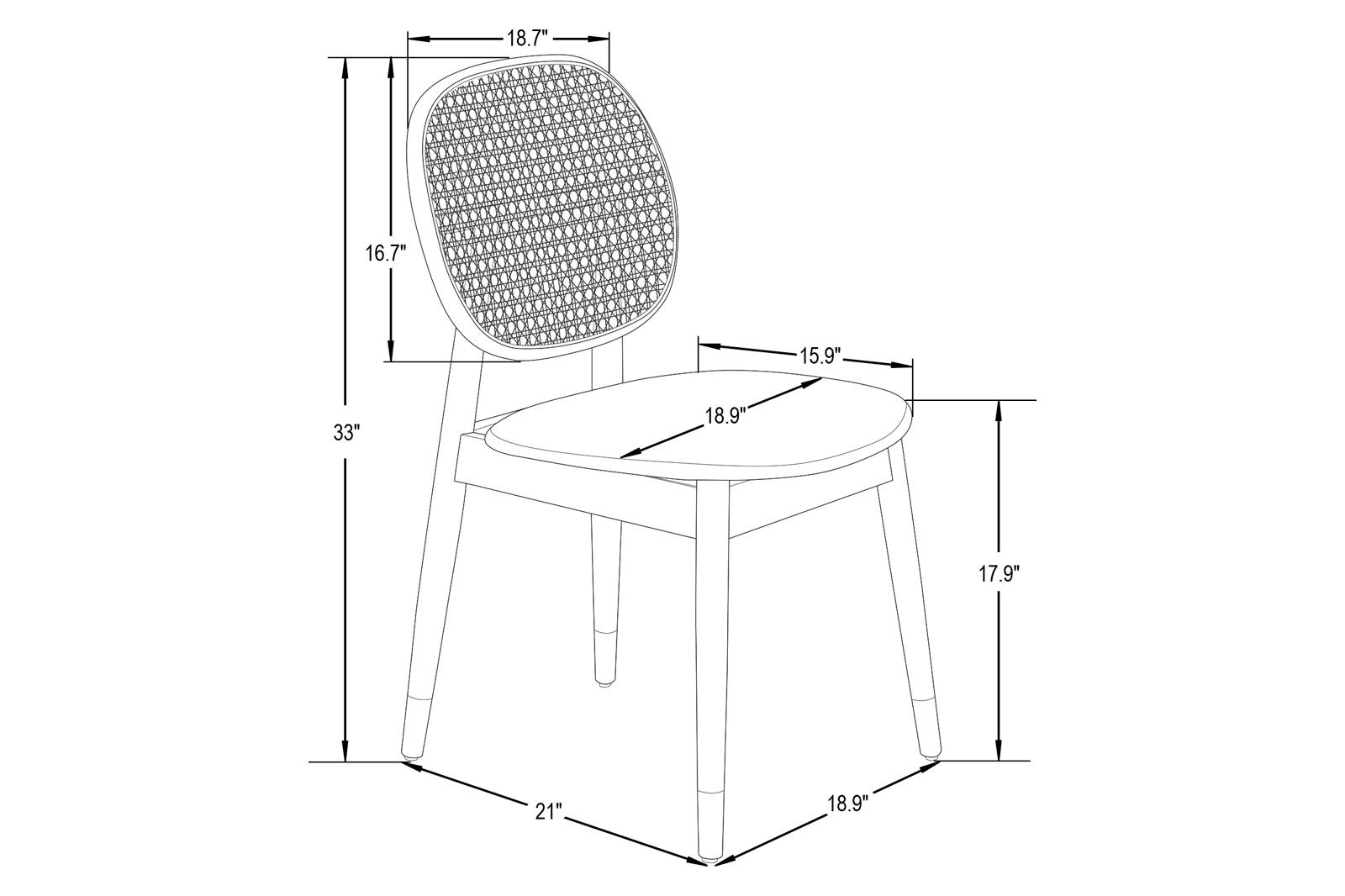 LeisureMod Holbeck Wicker Dining Chair With Leather Seat (Set Of 4) - White