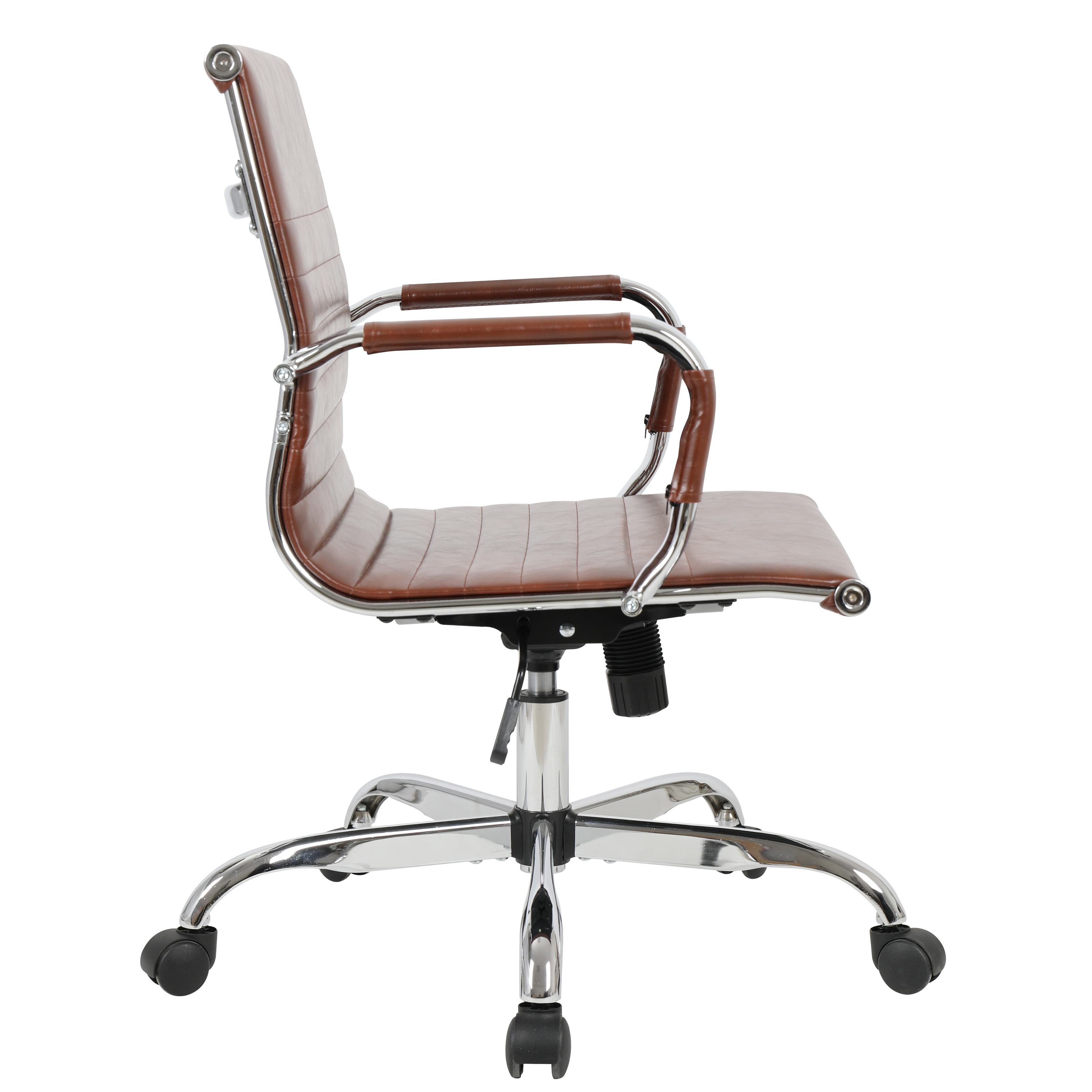 LeisureMod Harris Leatherette Office Chair - Dark Brown