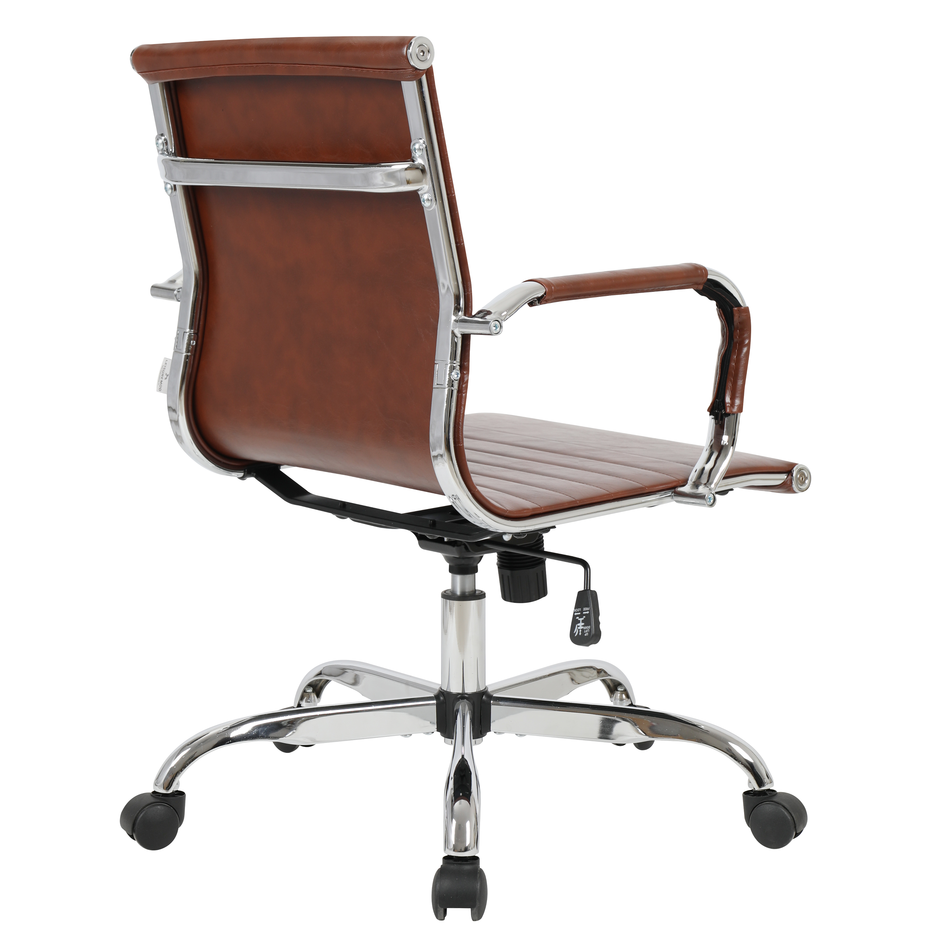 LeisureMod Harris Leatherette Office Chair - Dark Brown