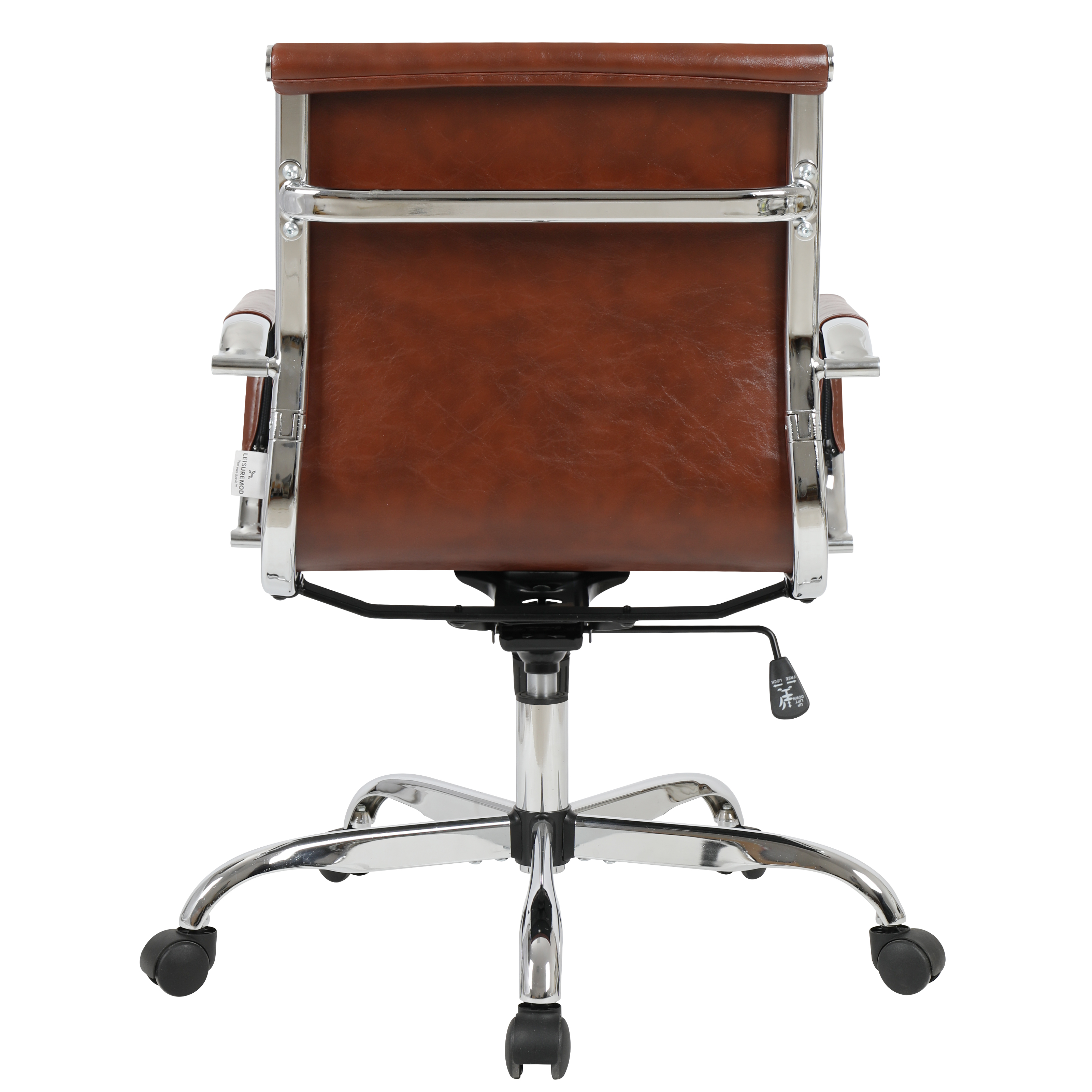 LeisureMod Harris Leatherette Office Chair - Dark Brown