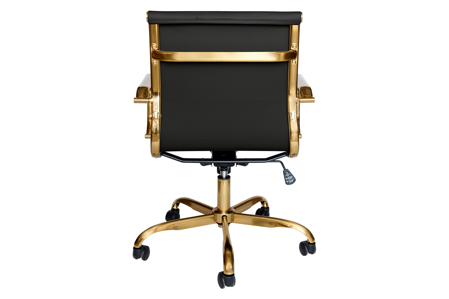 LeisureMod Harris Leatherette Gold Frame Office Chair - Black