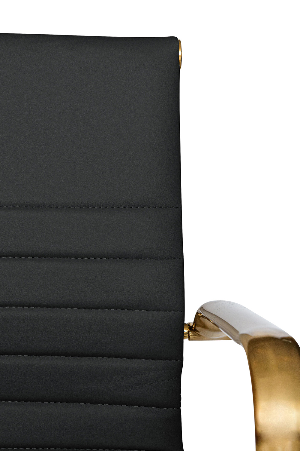 LeisureMod Harris Leatherette Gold Frame Office Chair - Black