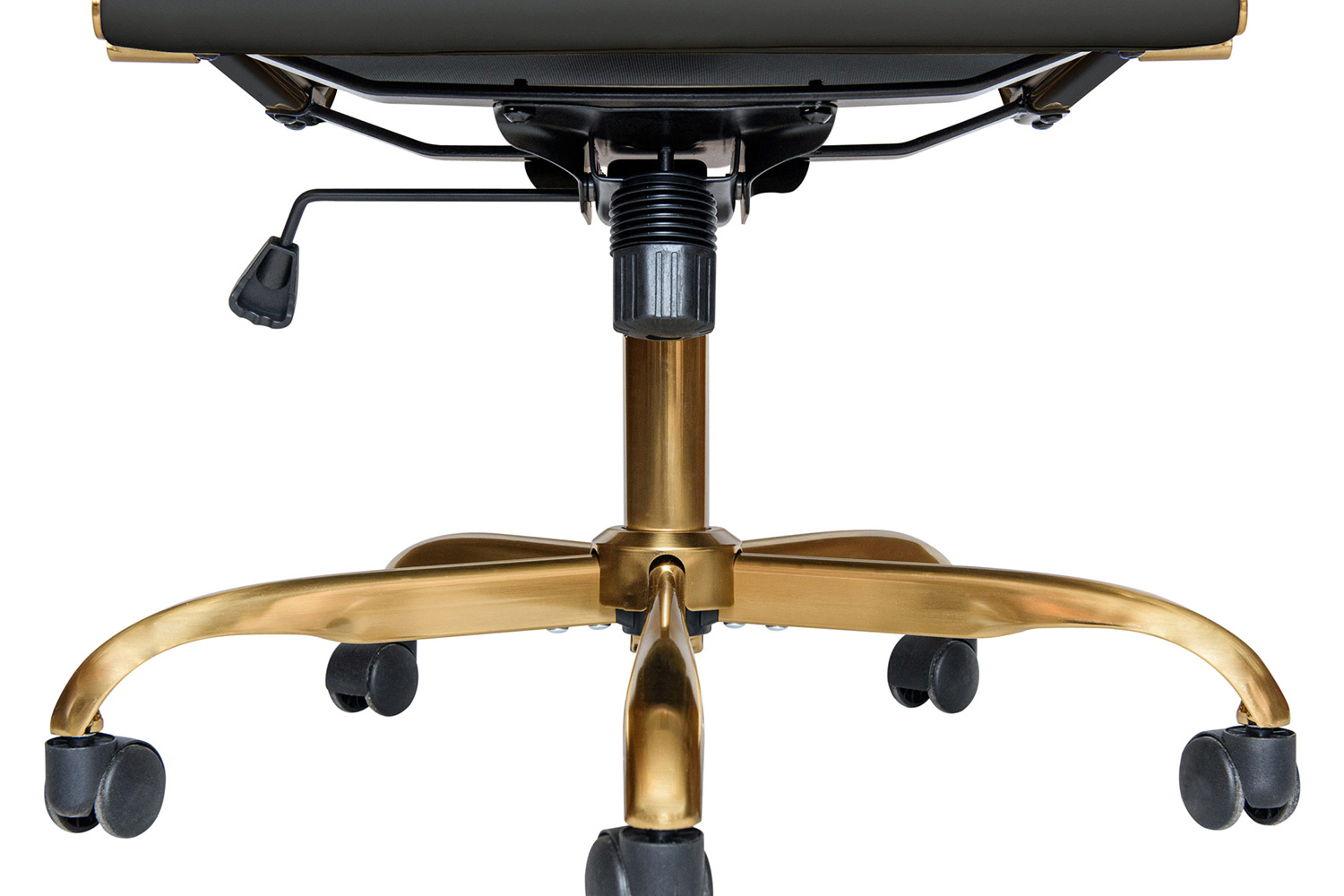 LeisureMod Harris Leatherette Gold Frame Office Chair - Black