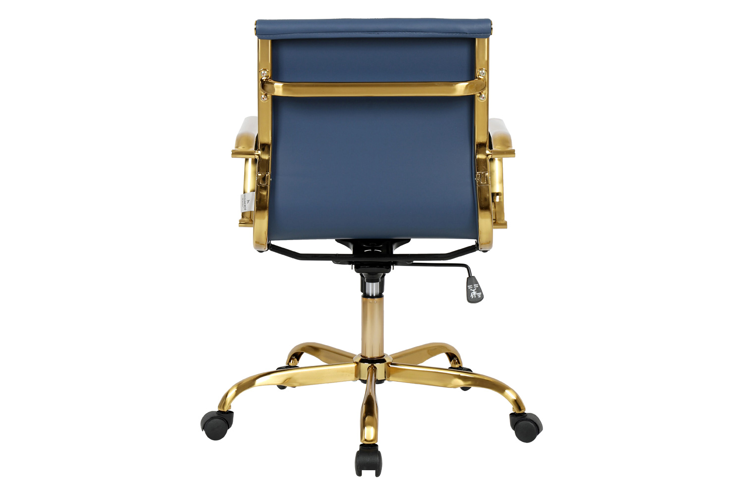 LeisureMod Harris Leatherette Gold Frame Office Chair - Navy Blue