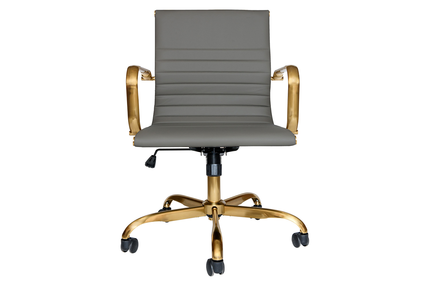 LeisureMod Harris Leatherette Gold Frame Office Chair - Gray