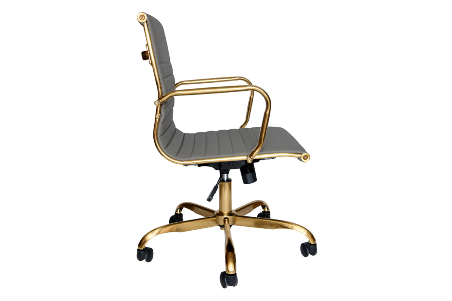 LeisureMod Harris Leatherette Gold Frame Office Chair - Gray