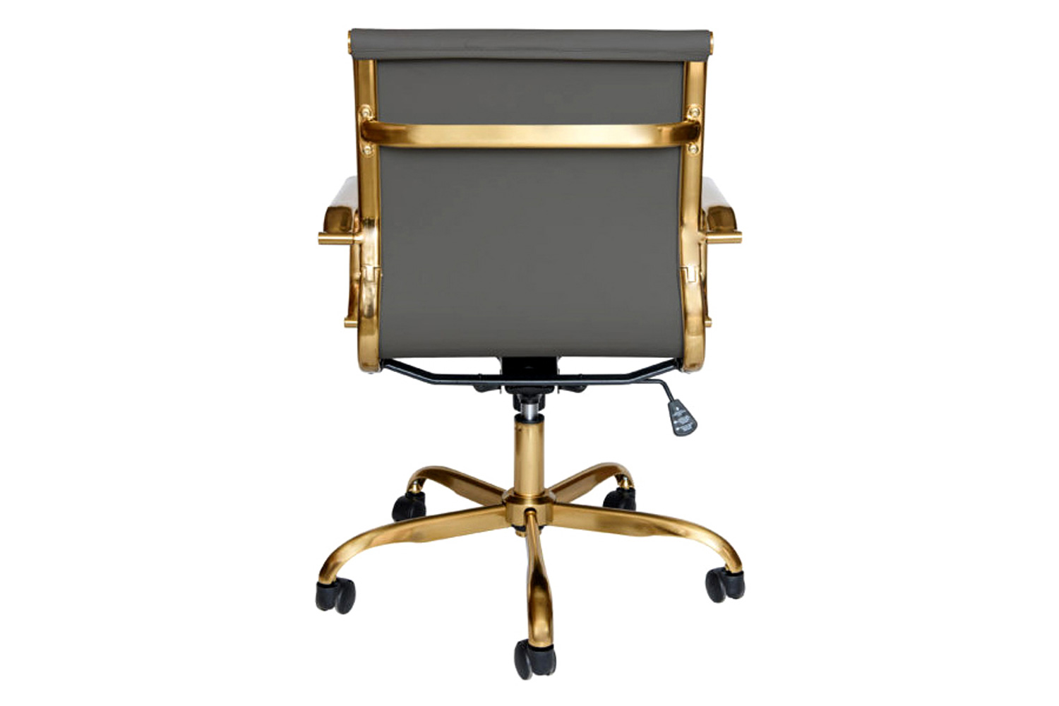 LeisureMod Harris Leatherette Gold Frame Office Chair - Gray