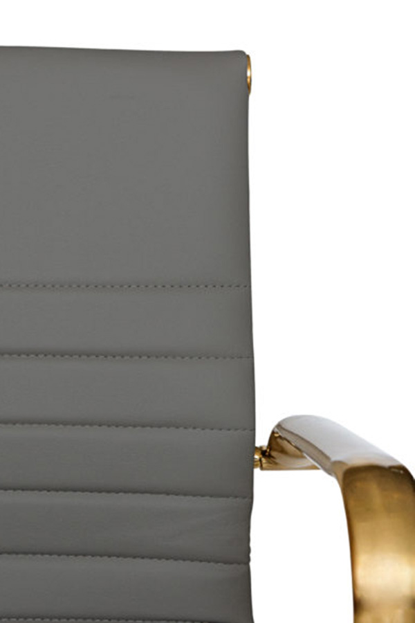 LeisureMod Harris Leatherette Gold Frame Office Chair - Gray