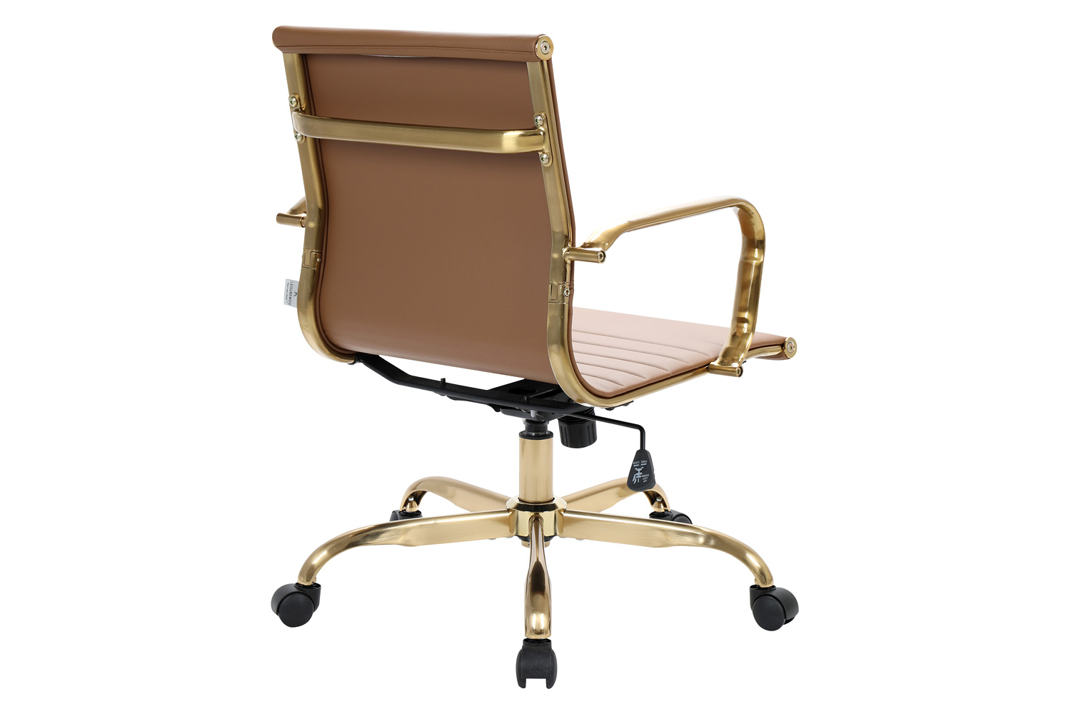 LeisureMod Harris Leatherette Gold Frame Office Chair - Light Brown