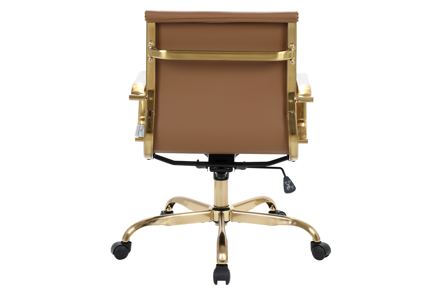 LeisureMod Harris Leatherette Gold Frame Office Chair - Light Brown