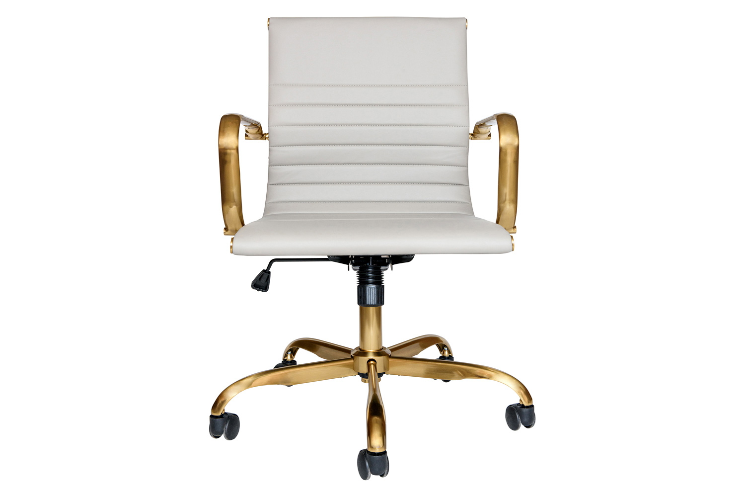 LeisureMod Harris Leatherette Gold Frame Office Chair - Tan