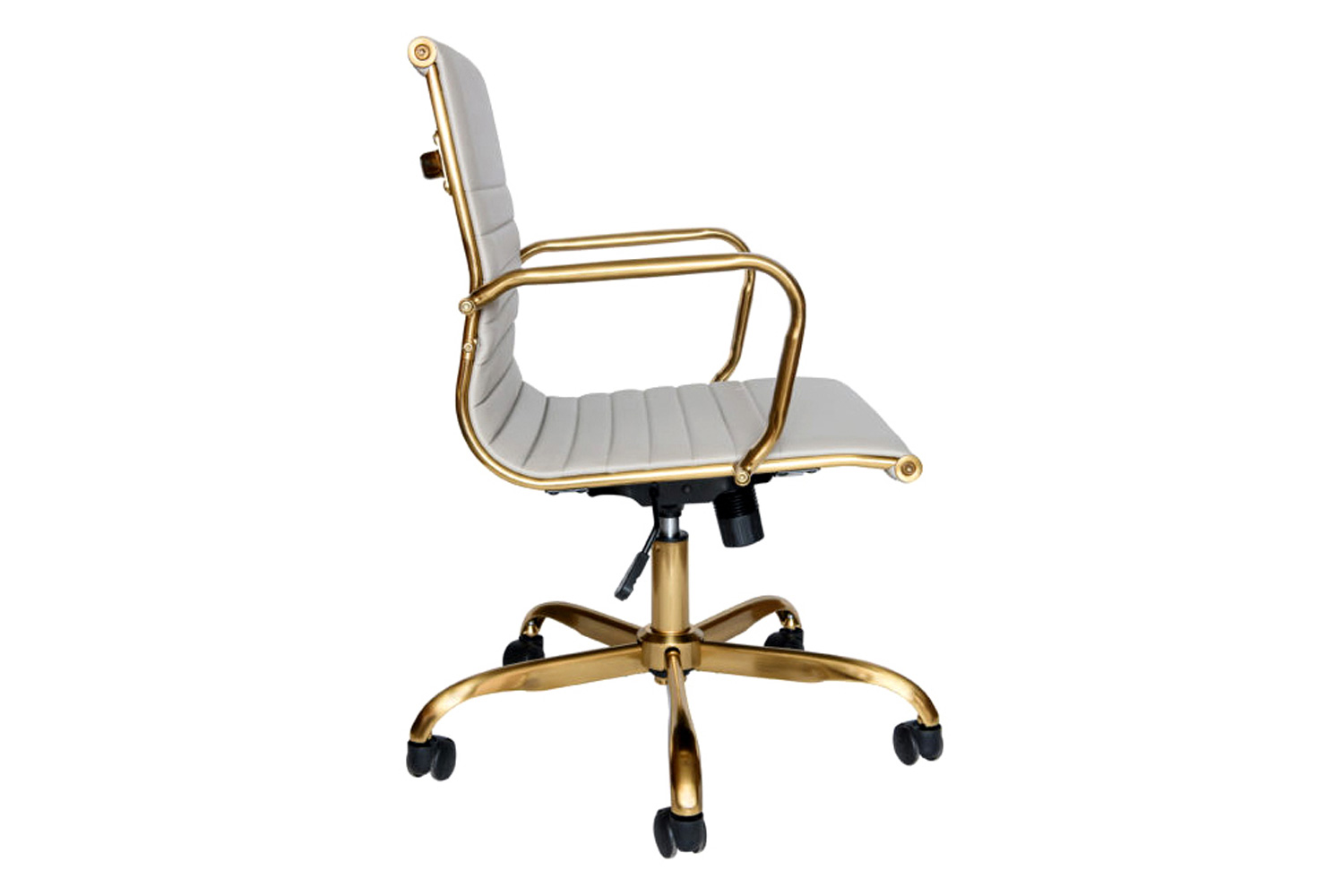 LeisureMod Harris Leatherette Gold Frame Office Chair - Tan