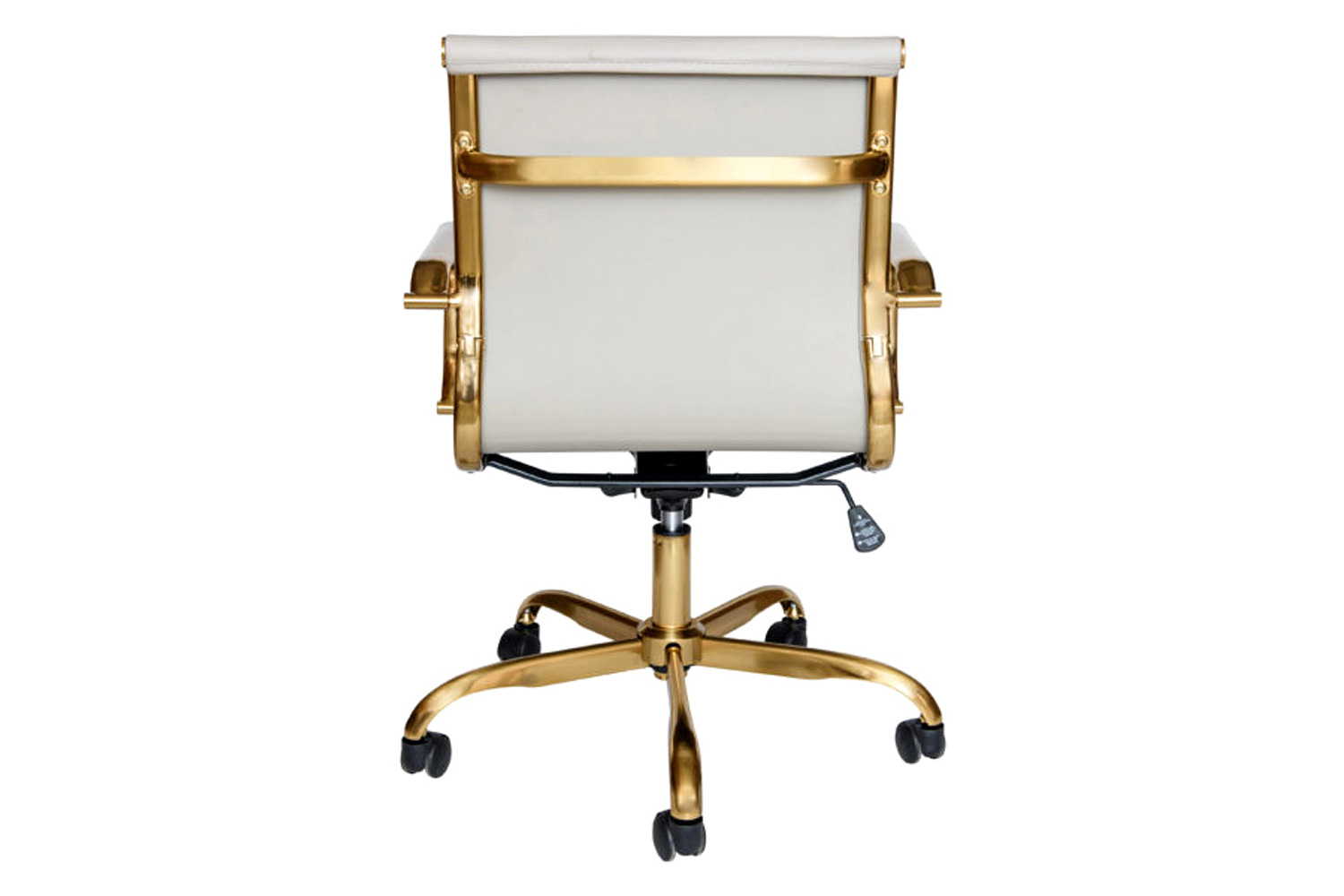 LeisureMod Harris Leatherette Gold Frame Office Chair - Tan