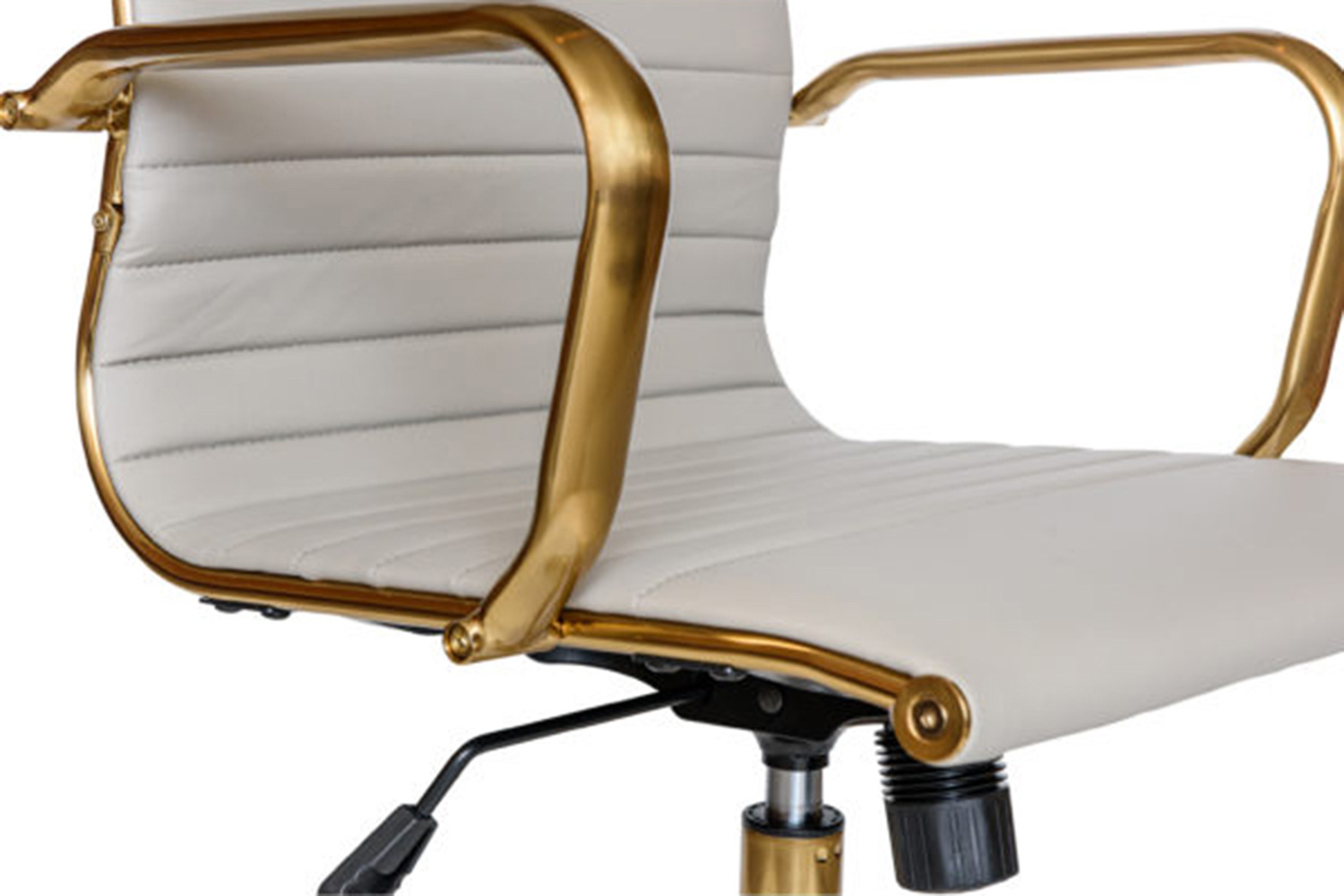 LeisureMod Harris Leatherette Gold Frame Office Chair - Tan