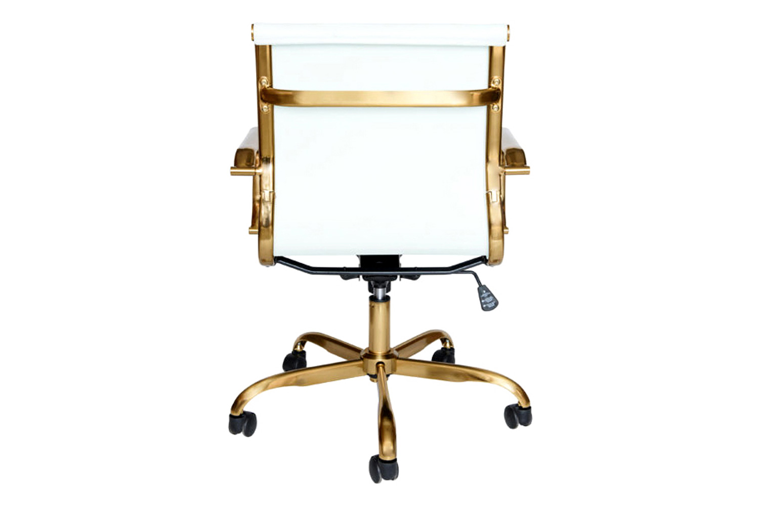 LeisureMod Harris Leatherette Gold Frame Office Chair - White