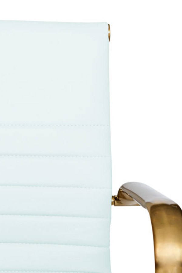LeisureMod Harris Leatherette Gold Frame Office Chair - White