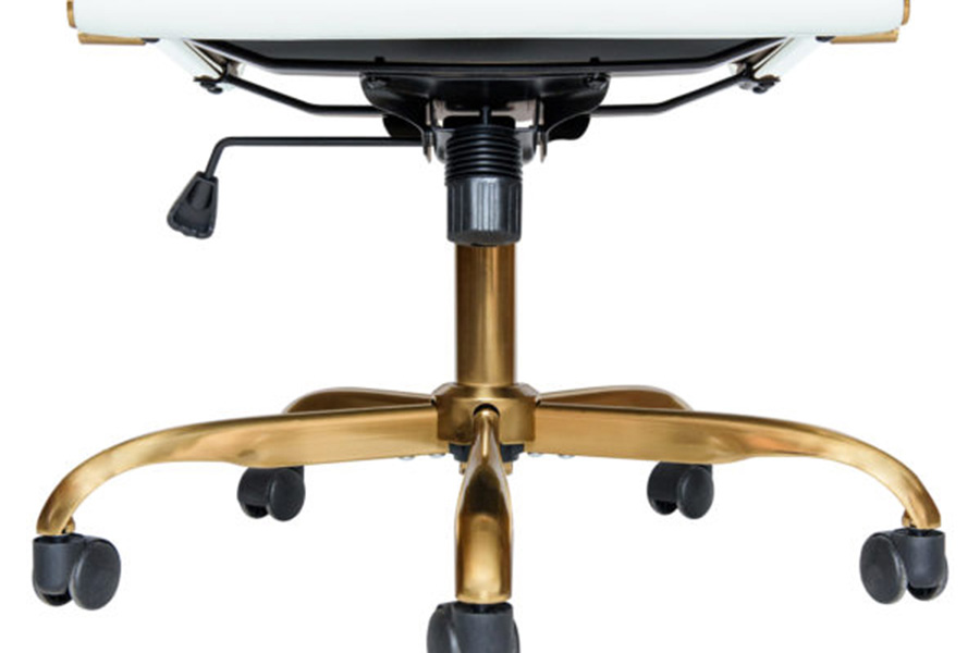 LeisureMod Harris Leatherette Gold Frame Office Chair - White