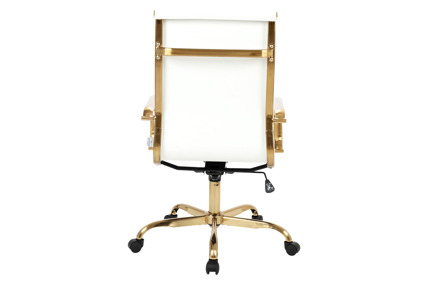 LeisureMod Harris High-Back Leatherette Office Chair with Gold Frame - White