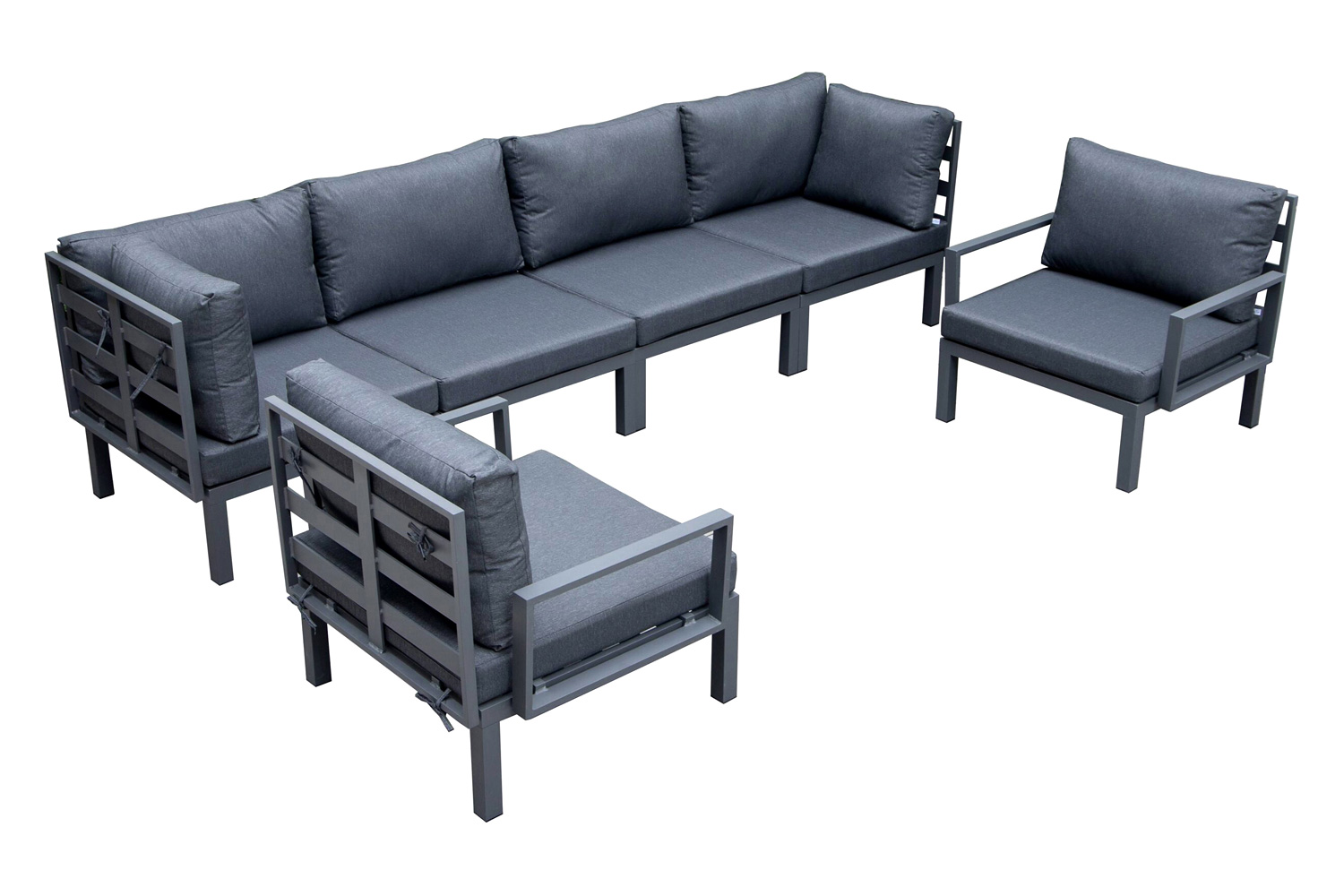 LeisureMod - Hamilton 6-Piece Aluminum Patio Conversation Set with Cushions