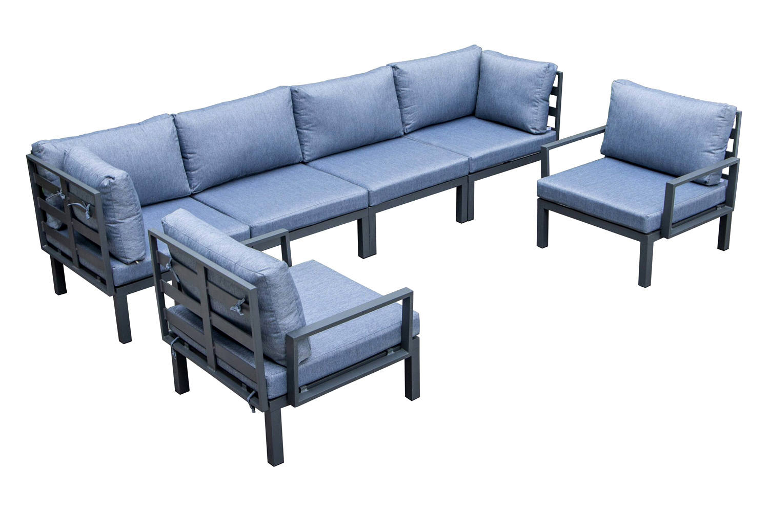 LeisureMod - Hamilton 6-Piece Aluminum Patio Conversation Set with Cushions