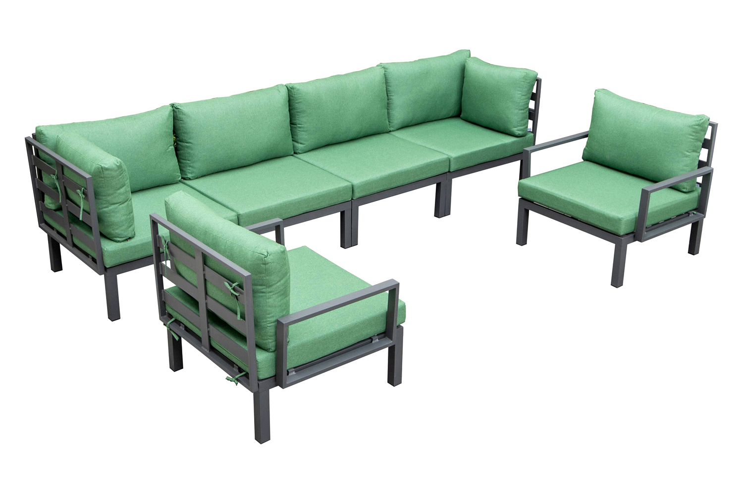 LeisureMod - Hamilton 6-Piece Aluminum Patio Conversation Set with Cushions